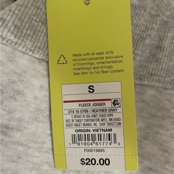 All In Motion Womens Fleece High Rise Jogger Pants Heather Gray Women’s Size S - Picture 6 of 8